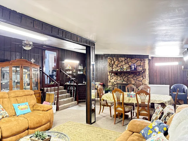 a living room filled with furniture