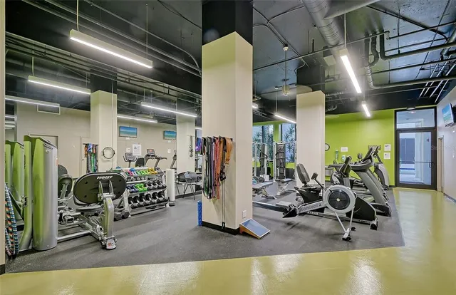 a view of a room with gym equipment
