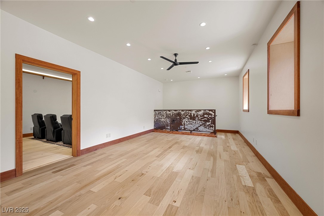 4927 Snow White Road Mount Charleston, NV 89124 - Photo 44 of 65 Floating Canadian Maple wood flooring, Powder-coated iron stair casing