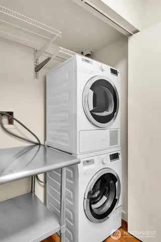 a utility room with dryer and washer