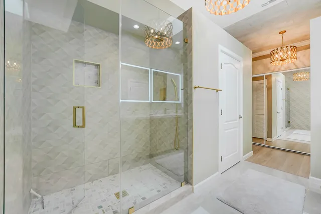 a bathroom with a shower