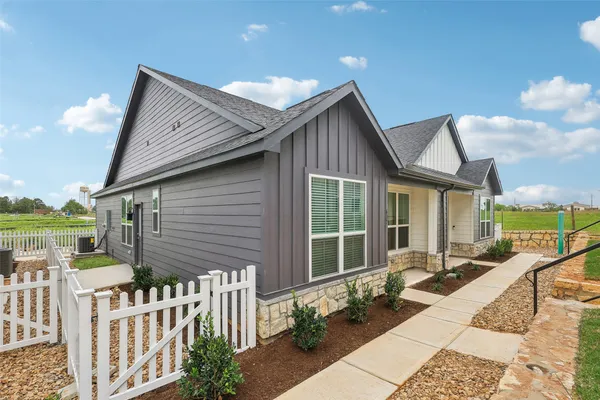 a porch with seating space