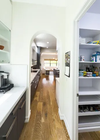 a bedroom with a bed and a view of bathroom