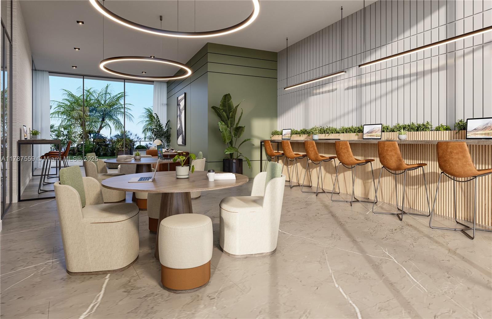 1837 Northeast 4th Avenue, Unit 4105 Miami, FL 33132 - Photo 11 of 13 a dining room with furniture a chandelier and a large window