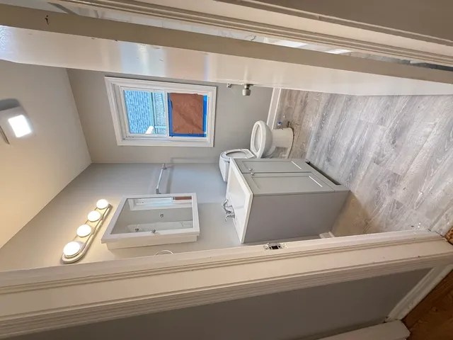 a view of table and chair in a room