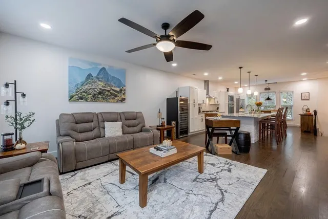 a kitchen with lots of counter space and appliances
