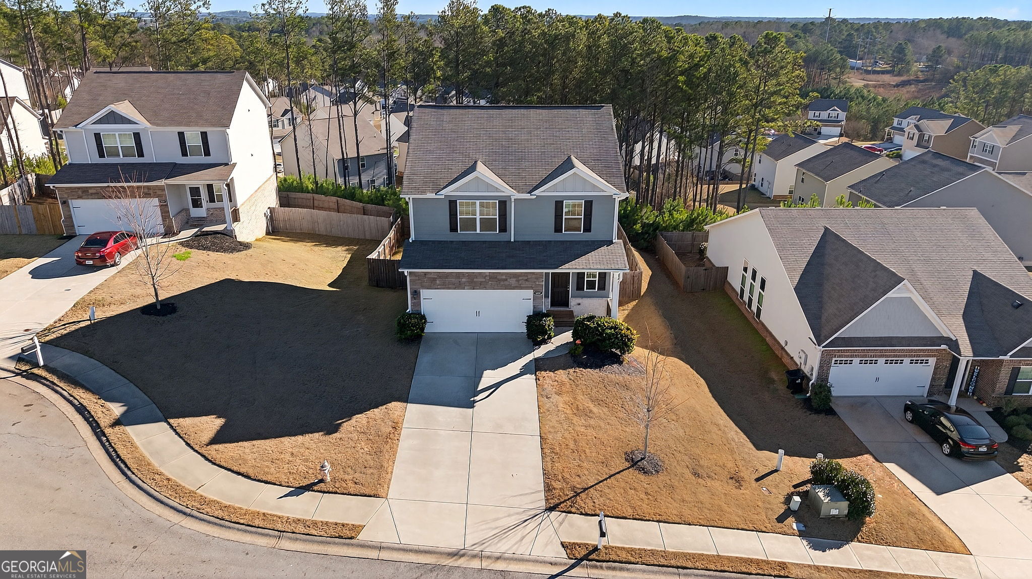 805 Golden Bell Way Villa Rica, GA 30180 - Photo 41 of 51 an aerial view of a house with swimming pool and mountain view