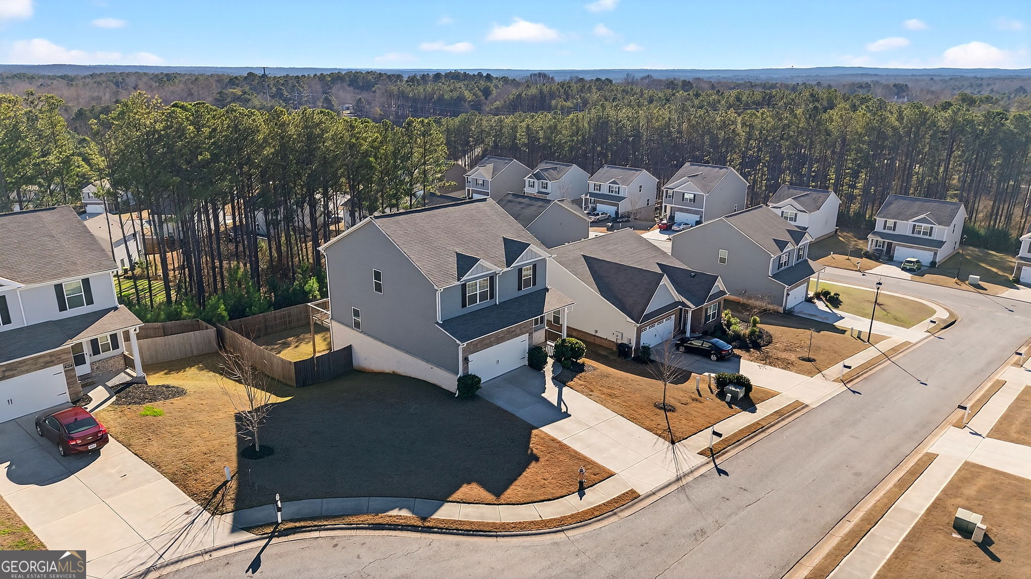 805 Golden Bell Way Villa Rica, GA 30180 - Photo 43 of 51 an aerial view of a house with garden space and street view