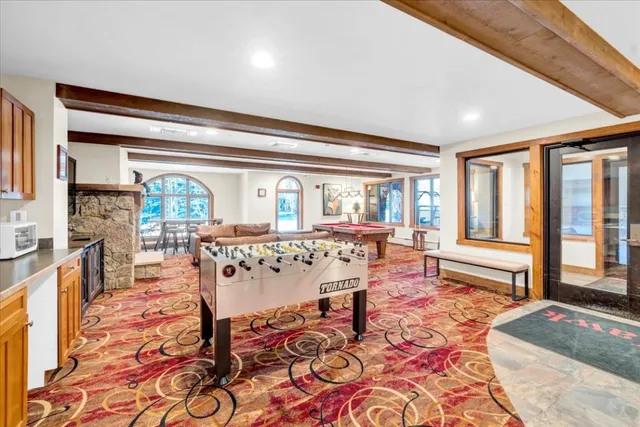 a view of a brick building with a outdoor space