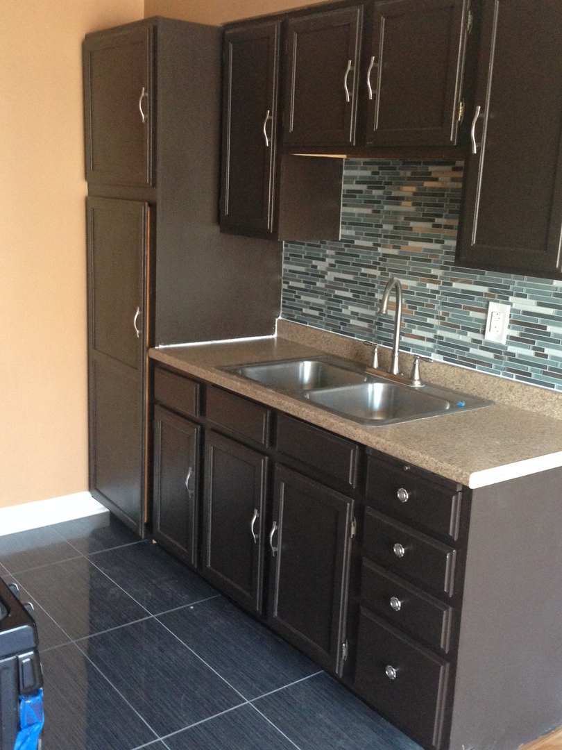 157 Peter Court, Unit D Bartlett, IL 60103 - Photo 5 of 16 a kitchen with a sink and a refrigerator
