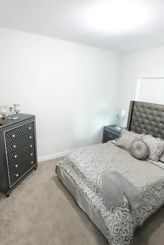 a bedroom with a large bed and a couch