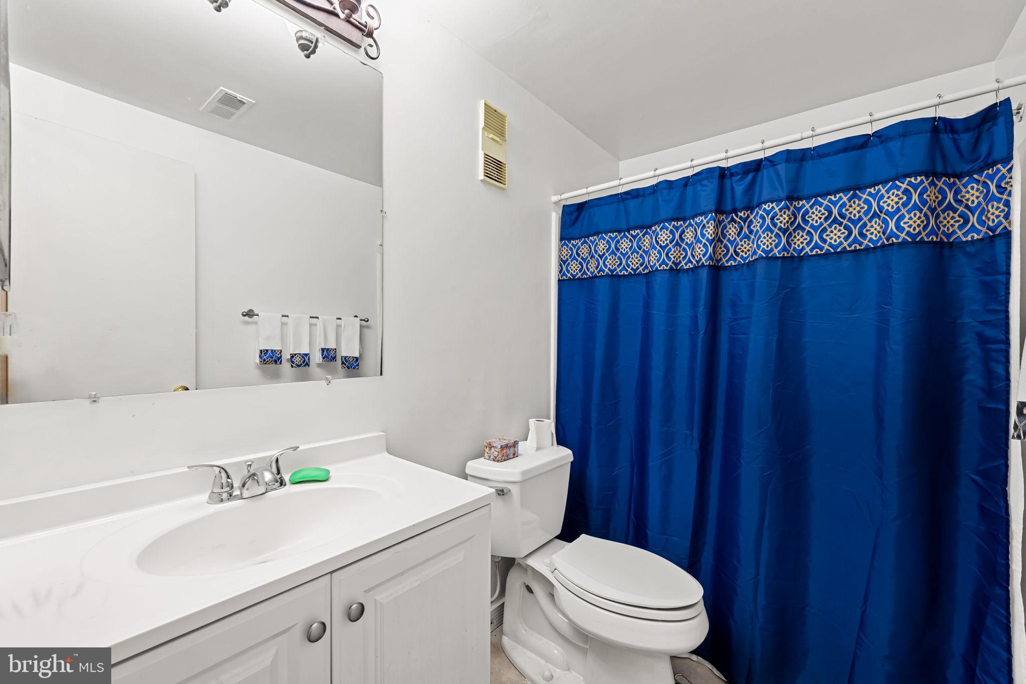 526 South Charles Street, Unit R79 Baltimore, MD 21201 - Photo 13 of 21 a bathroom with a sink a toilet and shower curtain