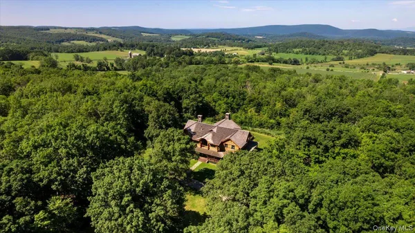 a view of a lush green hillside and houses
