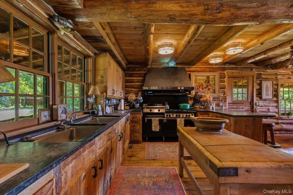 a kitchen with lots of counter top space