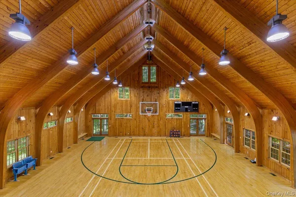 a building with a swimming pool