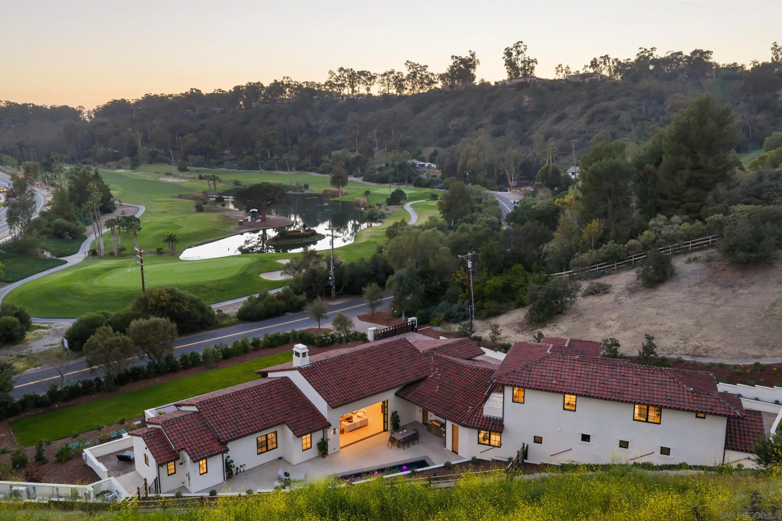 5758-60 Las Palomas Rancho Santa Fe, CA 92067 - Photo 33 of 64 an aerial view of house with mountain view