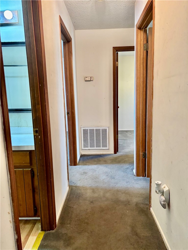 112 Ross Drive Starr, SC 29684 - Photo 16 of 23 This interior hallway features carpet flooring and several doorways leading to various rooms.