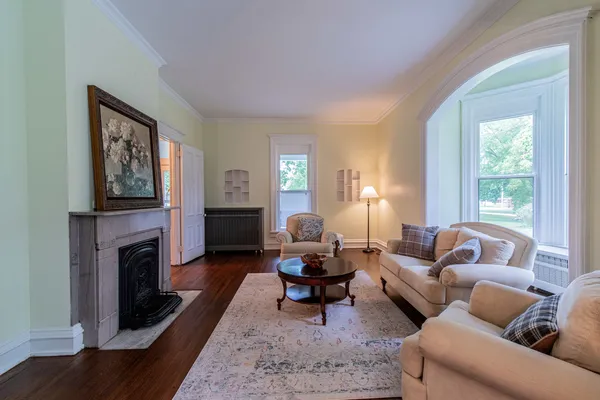 a living room with furniture and a window