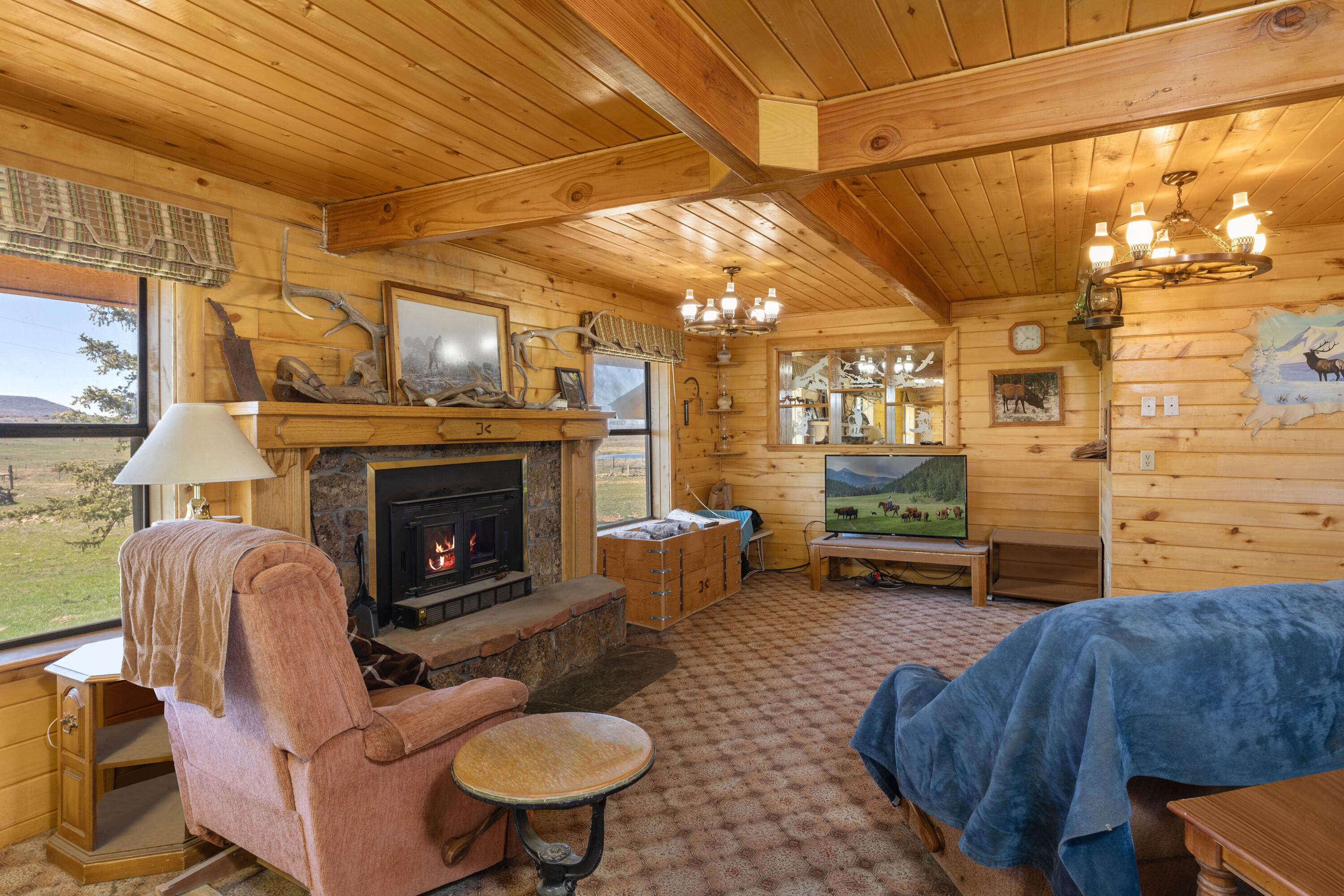 1692 County Road Placerville, CO 81430 - Photo 12 of 36 a living room with furniture and a fireplace