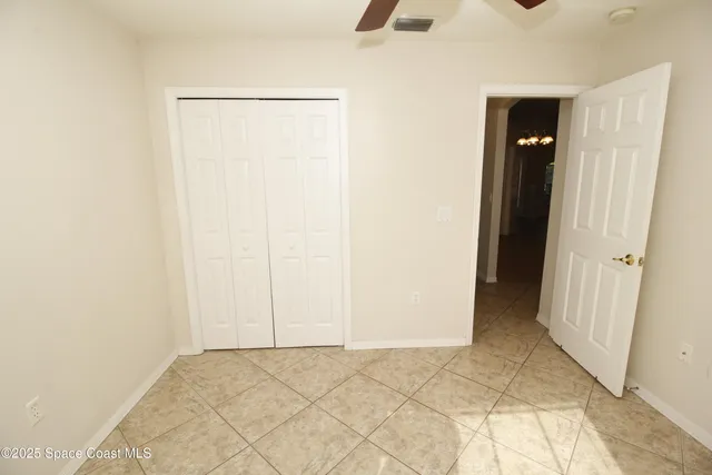 an empty room with closet