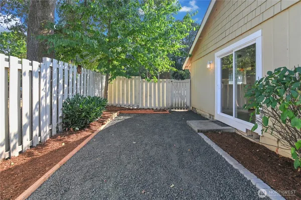 a view of backyard with green space
