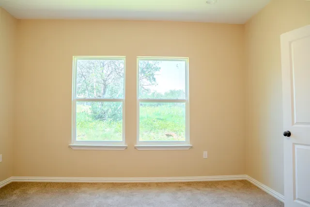 a view of a small space with a window