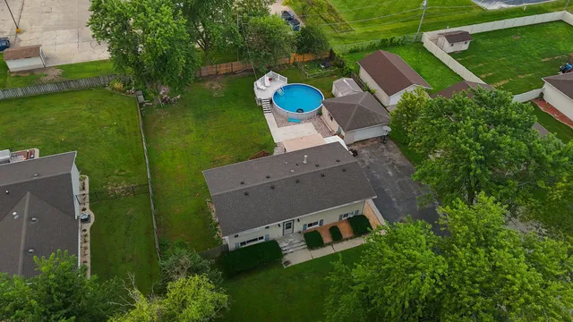 an aerial view of a house