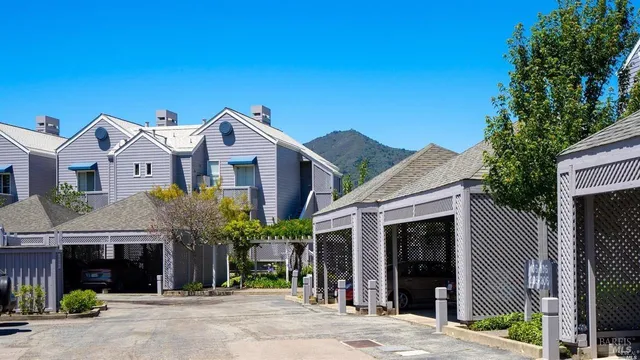 a front view of a building with street view