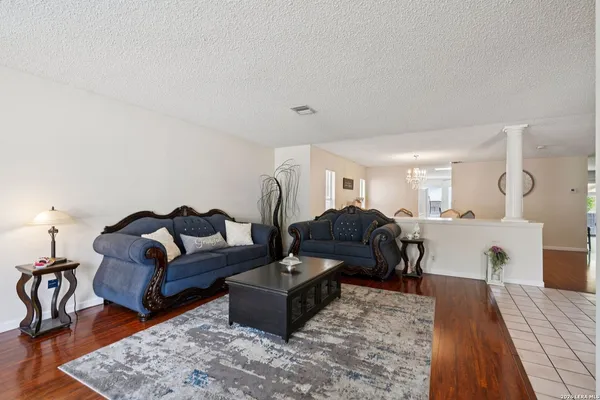 a living room with furniture