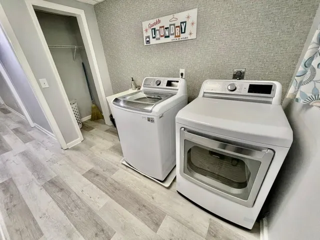 a view of a city from a yard