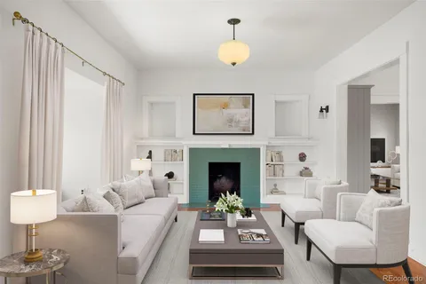 a bathroom with a double vanity sink and mirror