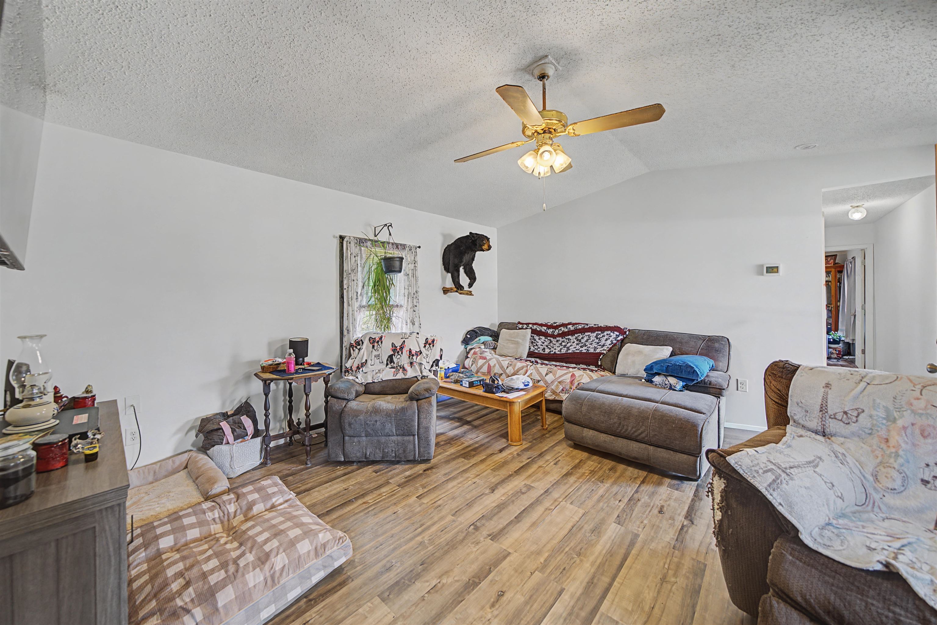 7010 22nd Highway Adamsville, TN 38310 - Photo 5 of 33 Living room featuring wood-type flooring and a ceiling fan