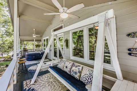 a room with large windows