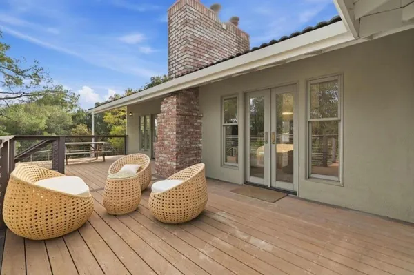 a view of porch with seating space