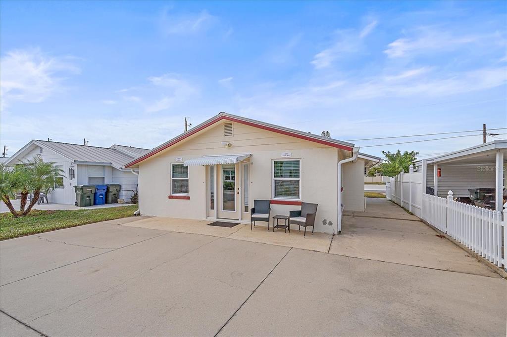 a view of a house with a patio