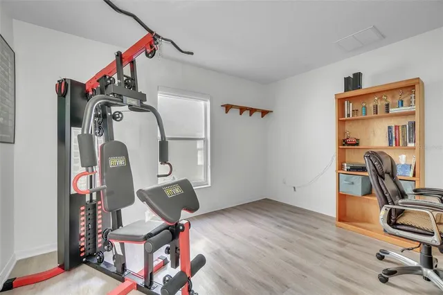 a view of a room with gym equipment