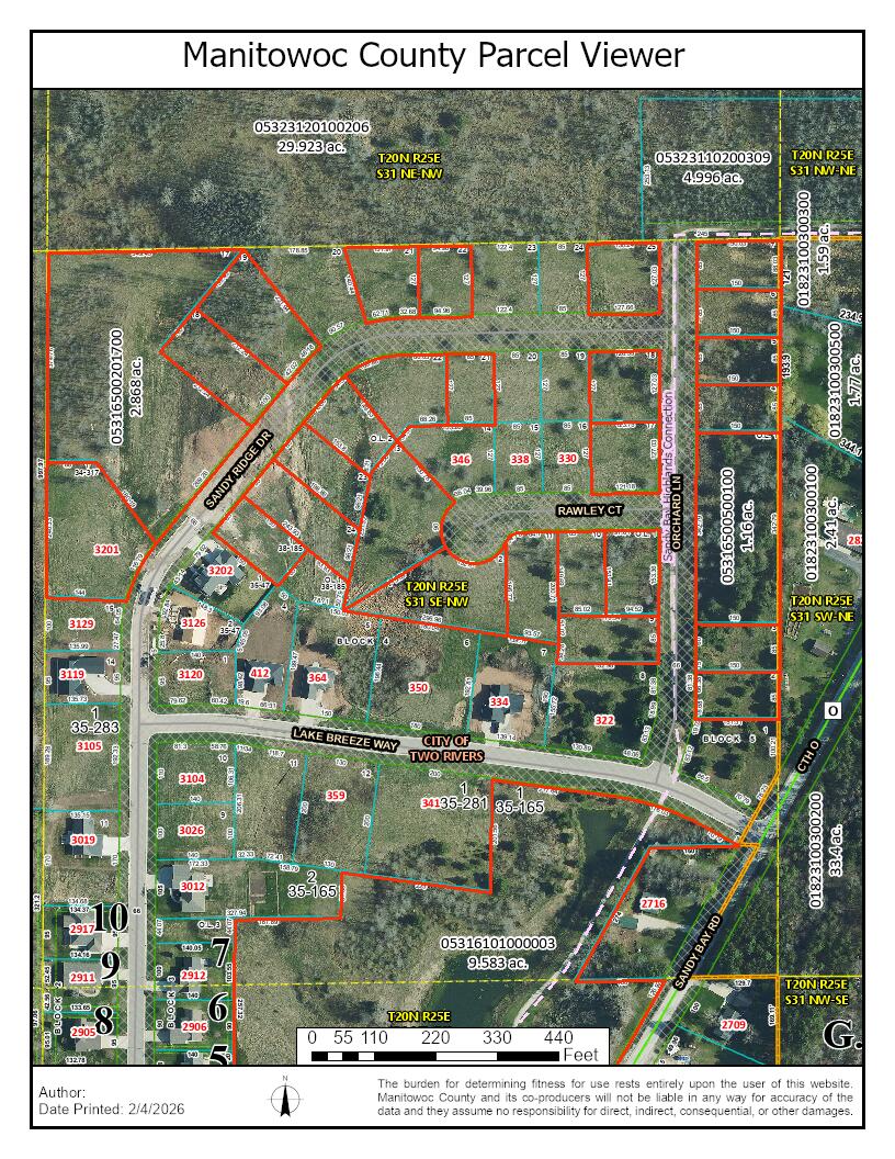 53 Acres Sandy Bay Highlands Two Rivers, WI 54241 - Photo 2 of 9 Sandy Bay Maps