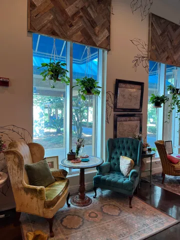 a outdoor space with sitting area