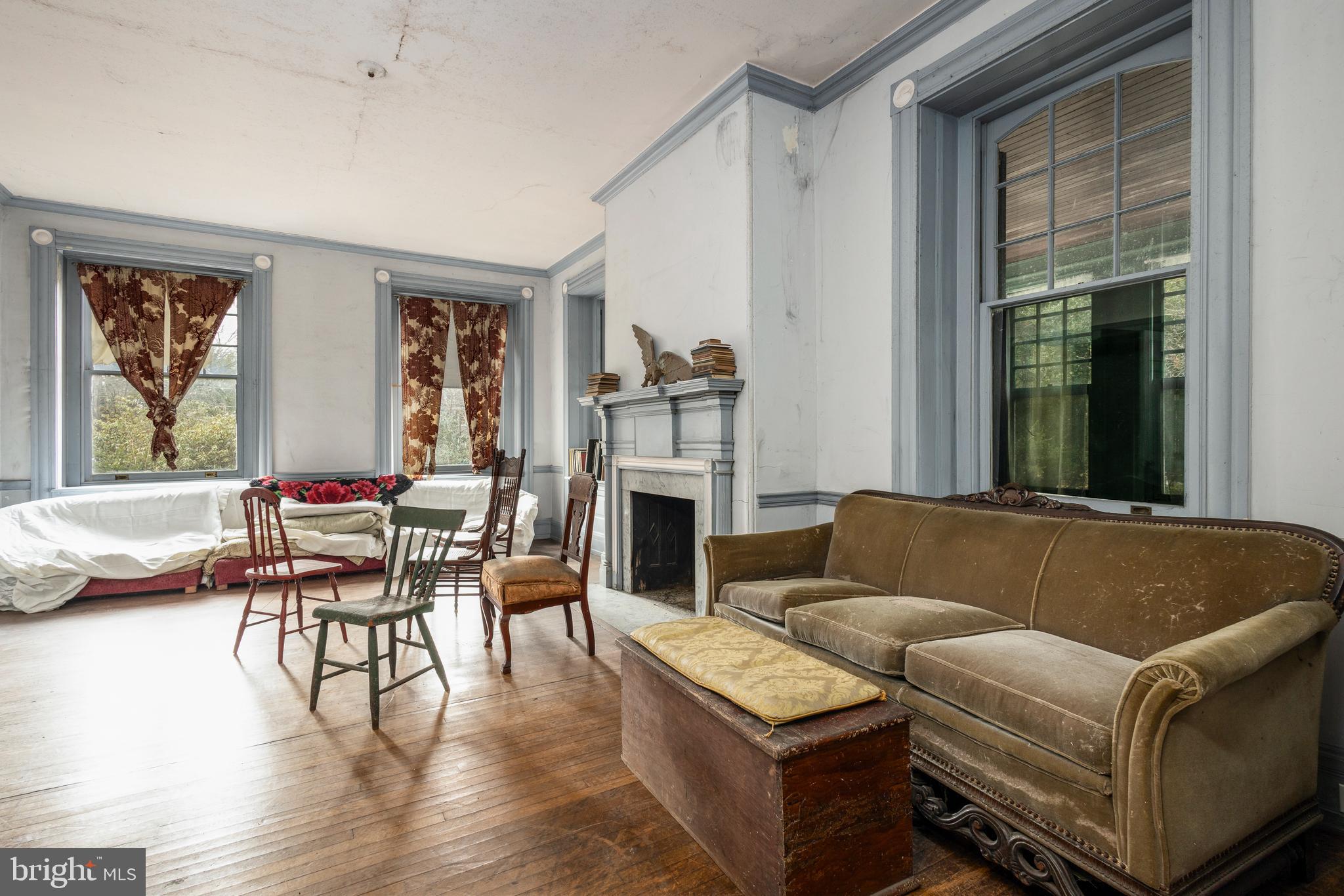 8221 Seminole Street Philadelphia, PA 19118 - Photo 8 of 20 a living room with furniture and a fireplace