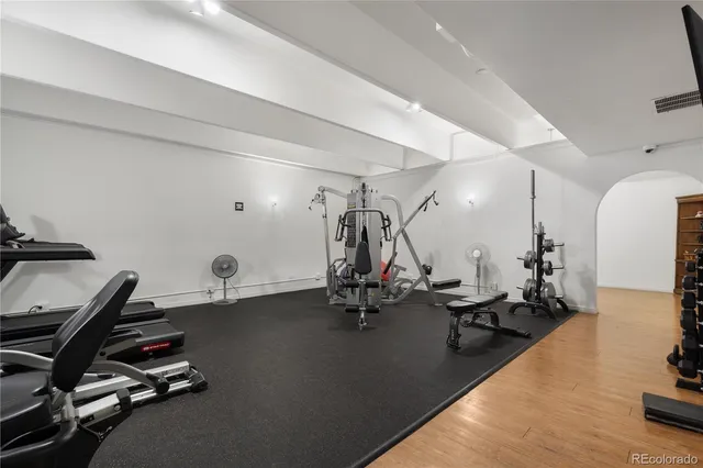 a view of a room with gym equipment