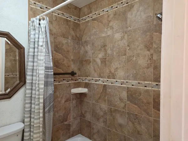 a bathroom with a shower