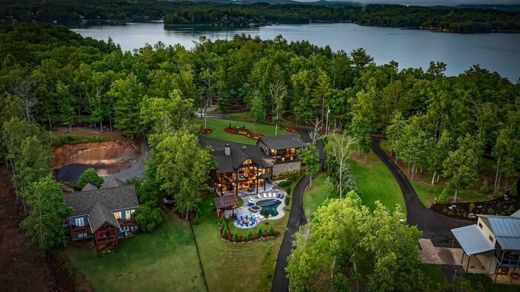 66 Rome Point Blue Ridge, GA 30513 - Photo 51 of 59 an aerial view of lake residential house with outdoor space and trees all around