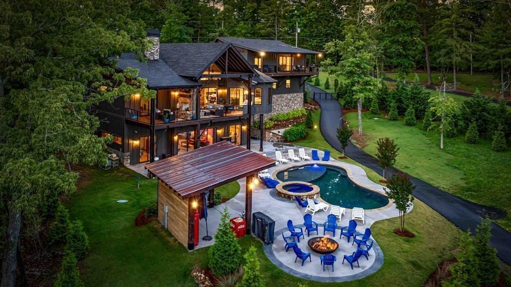 66 Rome Point Blue Ridge, GA 30513 - Photo 52 of 59 an aerial view of a house with garden space and street view