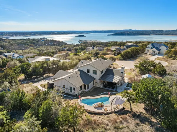 an aerial view of residential building with outdoor space