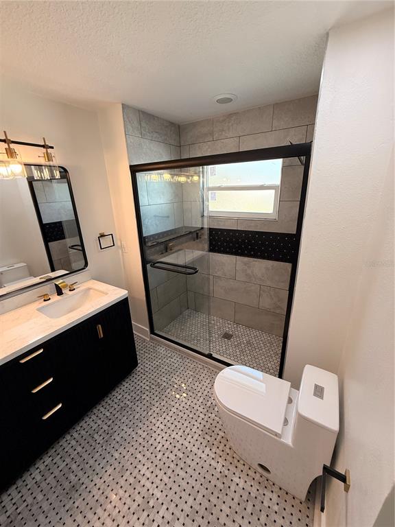 2729 West Union Street Tampa, FL 33607 - Photo 14 of 18 a bathroom with a sink a toilet a mirror and shower