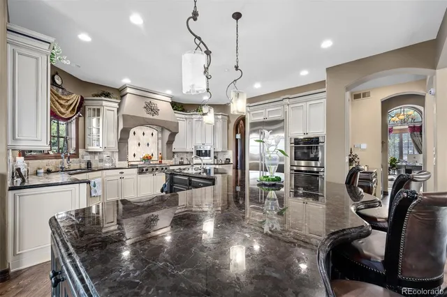 a kitchen with lots of counter space