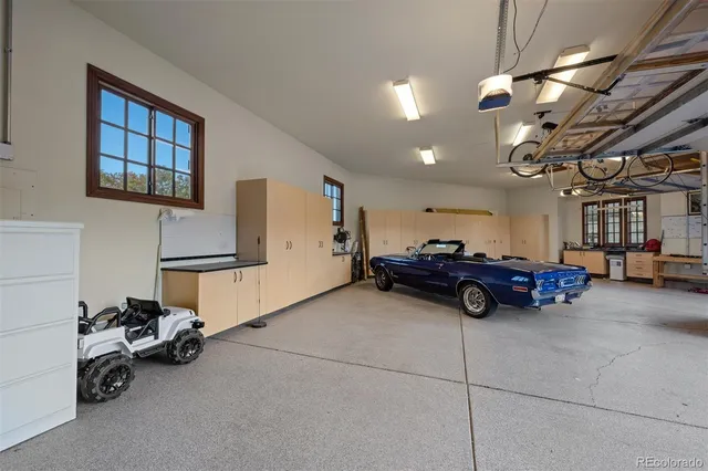 a car parked in a garage