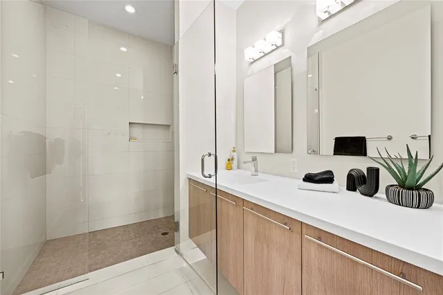 a view of a room with racks on the wall