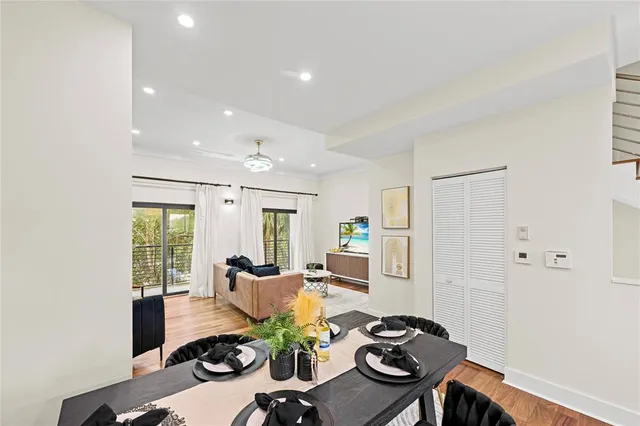 a view of a dining room and livingroom
