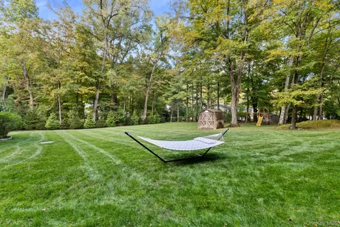 a view of a golf course with a garden